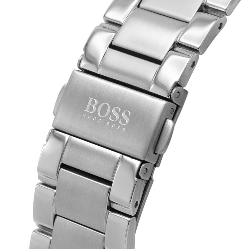Hugo Boss Santiago Black Dial Silver Steel Strap Watch for Men - 1513862