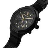 Maserati Stile Chronograph Black Dial Black Steel Strap Watch For Men - R8873642005