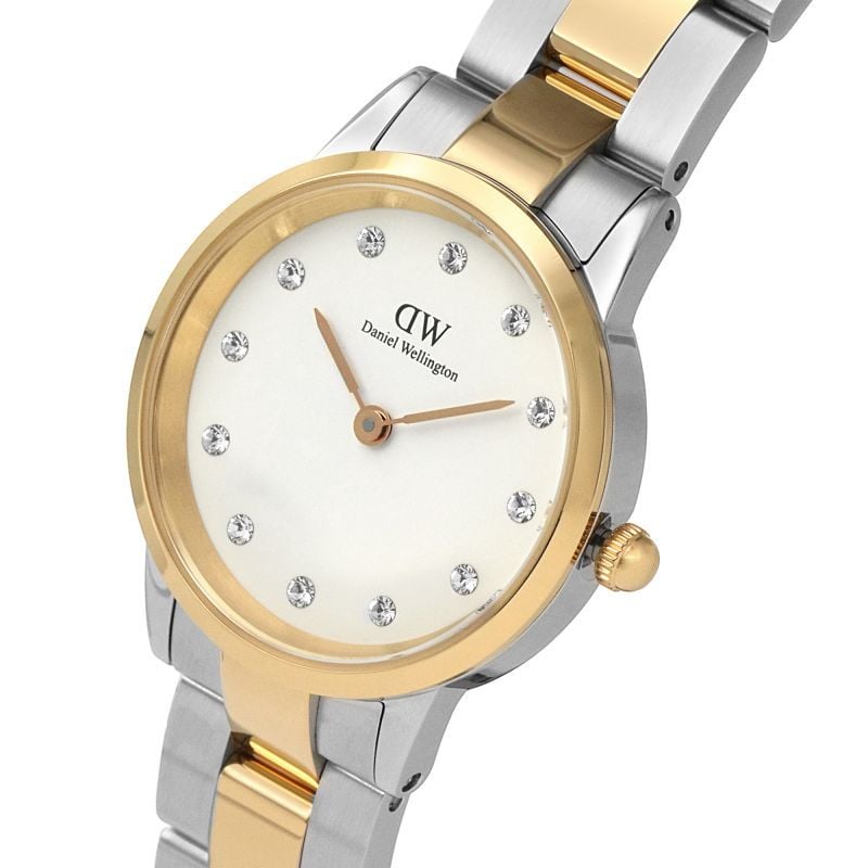 Daniel Wellington Iconic Link White Dial Two Tone Steel Strap Watch For Women - DW00100358