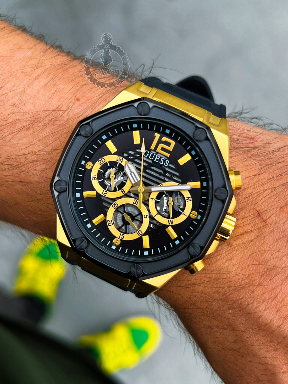 Guess Momentum Black Dial Black Rubber Strap Watch for Men - GW0263G1