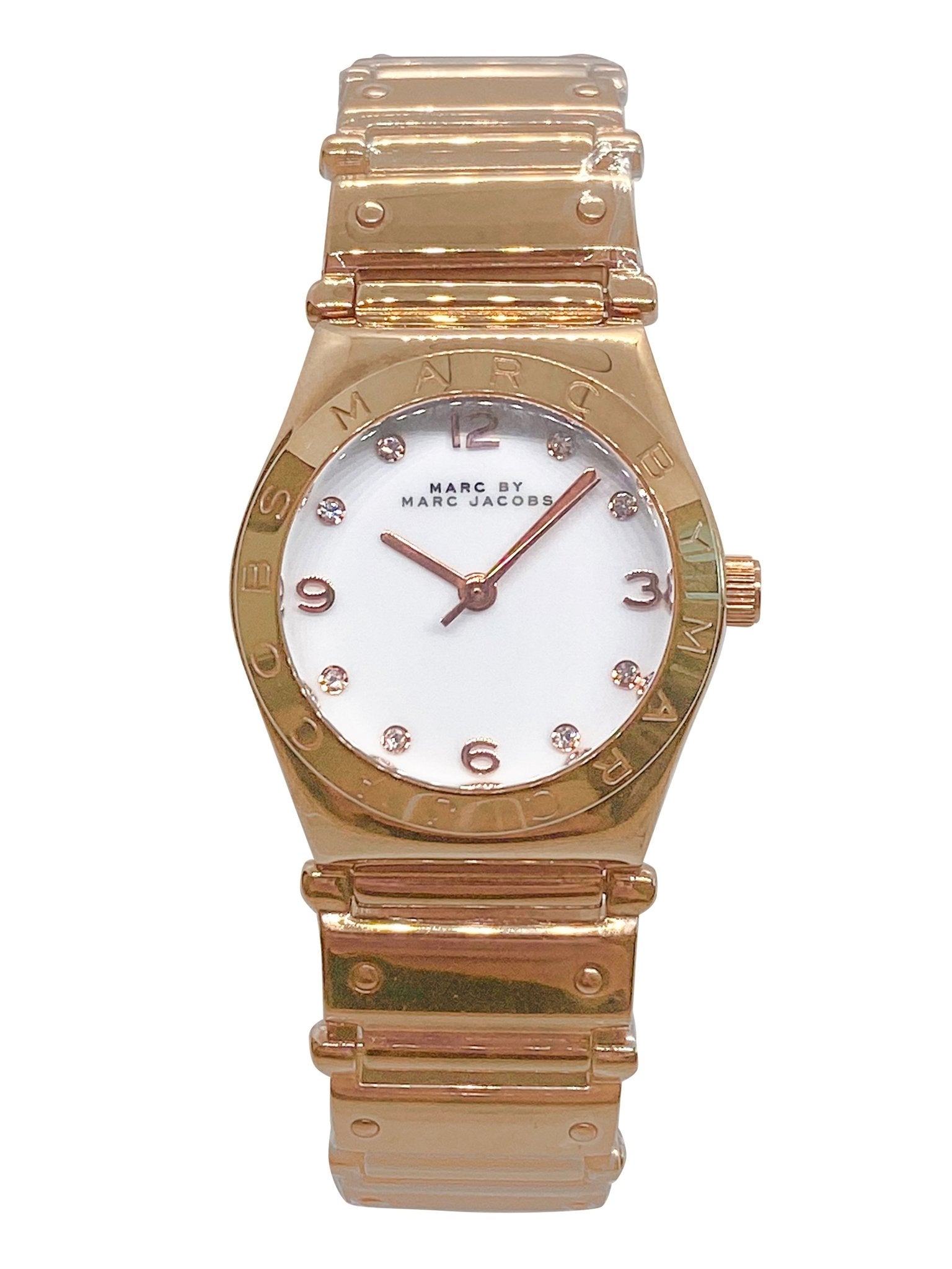 Marc Jacobs Amy White Dial Gold Steel Strap Watch for Women - MBM8519