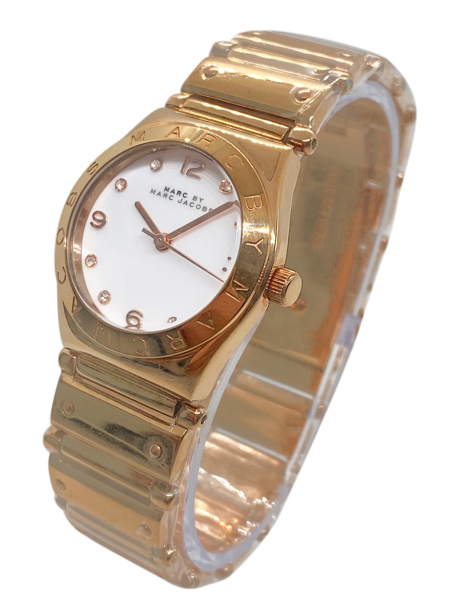 Marc Jacobs Amy White Dial Rose Gold Steel Strap Watch for Women - MBM8559