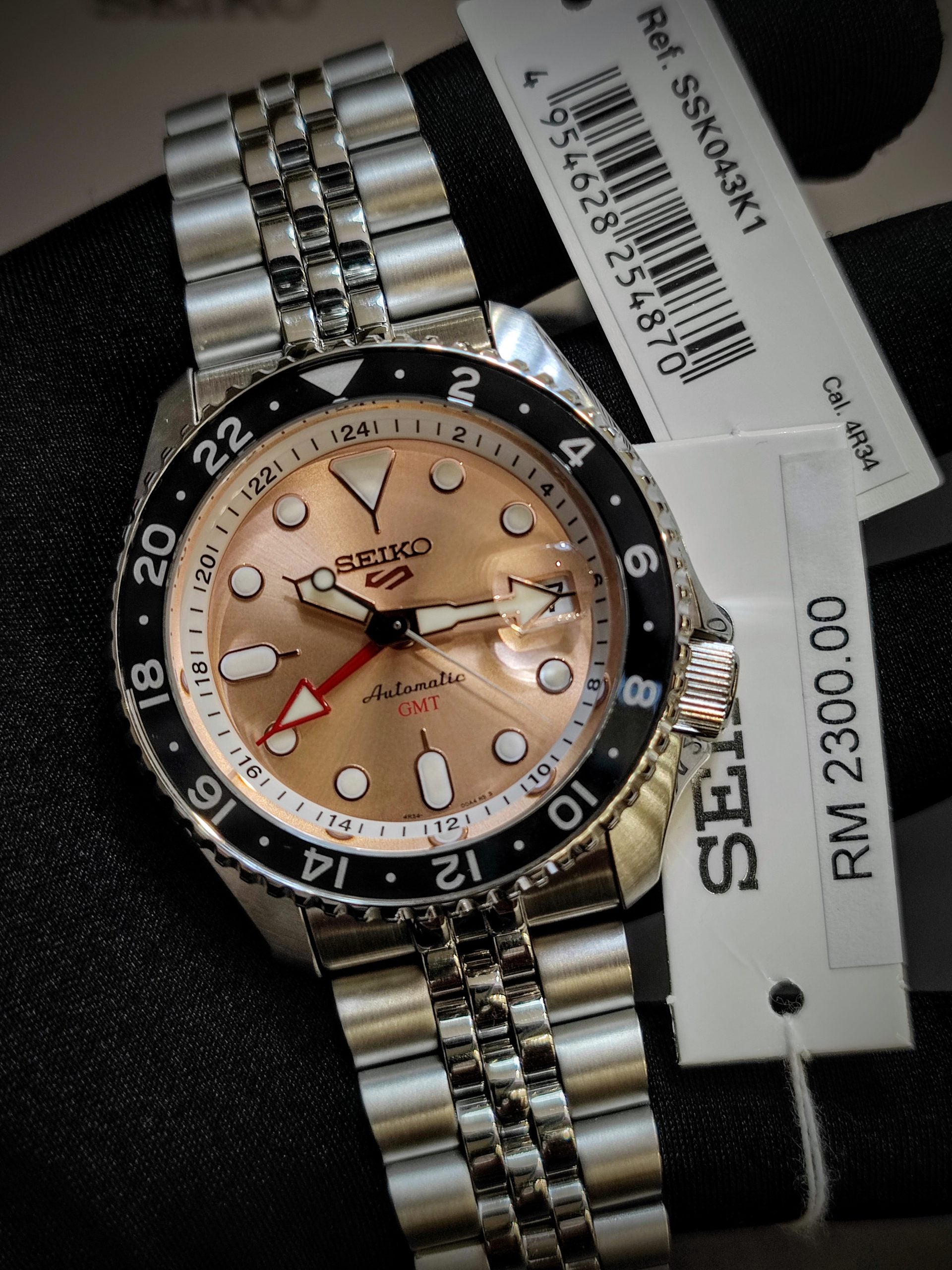 Seiko 5 Sports GMT Thong Sia Limited Edition Brown Dial Silver Steel Strap Watch for Men - SSK043K1