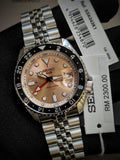 Seiko 5 Sports GMT Thong Sia Limited Edition Brown Dial Silver Steel Strap Watch for Men - SSK043K1