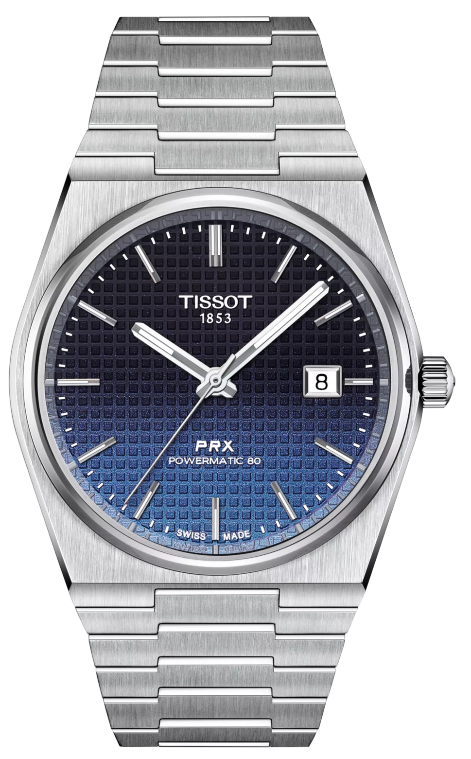 Tissot Powermatic 80 Automatic Gradient Blue Dial Silver Steel Strap Watch for Men - T137.407.11.051.01