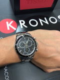 Tissot V8 Quartz Chronograph Black Dial Silver Steel Strap Watch For Men - T106.417.11.051.00
