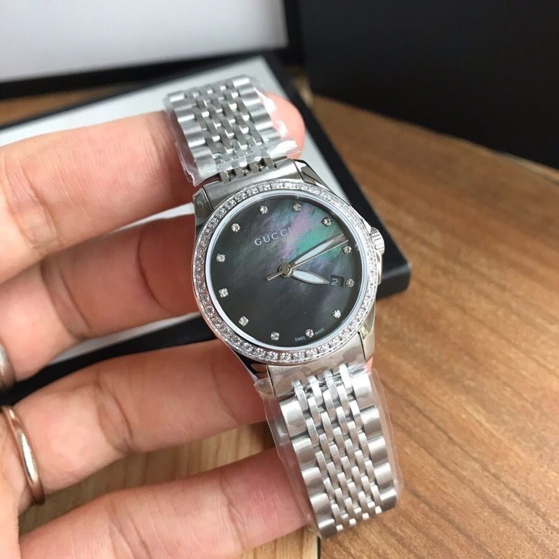 Gucci G Timeless Black Mother of Pearl Diamonds 38mm Watch For Women - YA126509