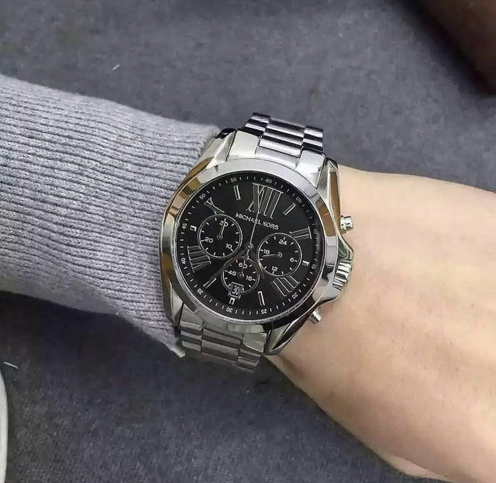 Michael Kors Bradshaw Black Dial Silver Steel Strap Watch for Men - MK5705