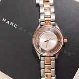 Marc Jacobs Tether Transparent White Dial Two Tone Steel Strap Watch for Women - MBM3418
