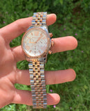 Michael Kors Lexington Chronograph Silver Dial Two Tone Steel Strap Watch for Women - MK5735