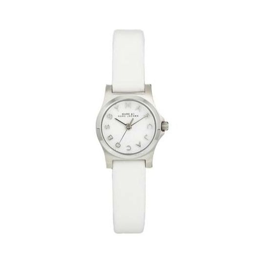 Marc Jacobs Henry Dinky White Dial White Leather Strap Watch for Women - MBM1234