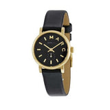 Marc Jacobs Baker Black Dial Black Leather Strap Watch for Women - MBM1273