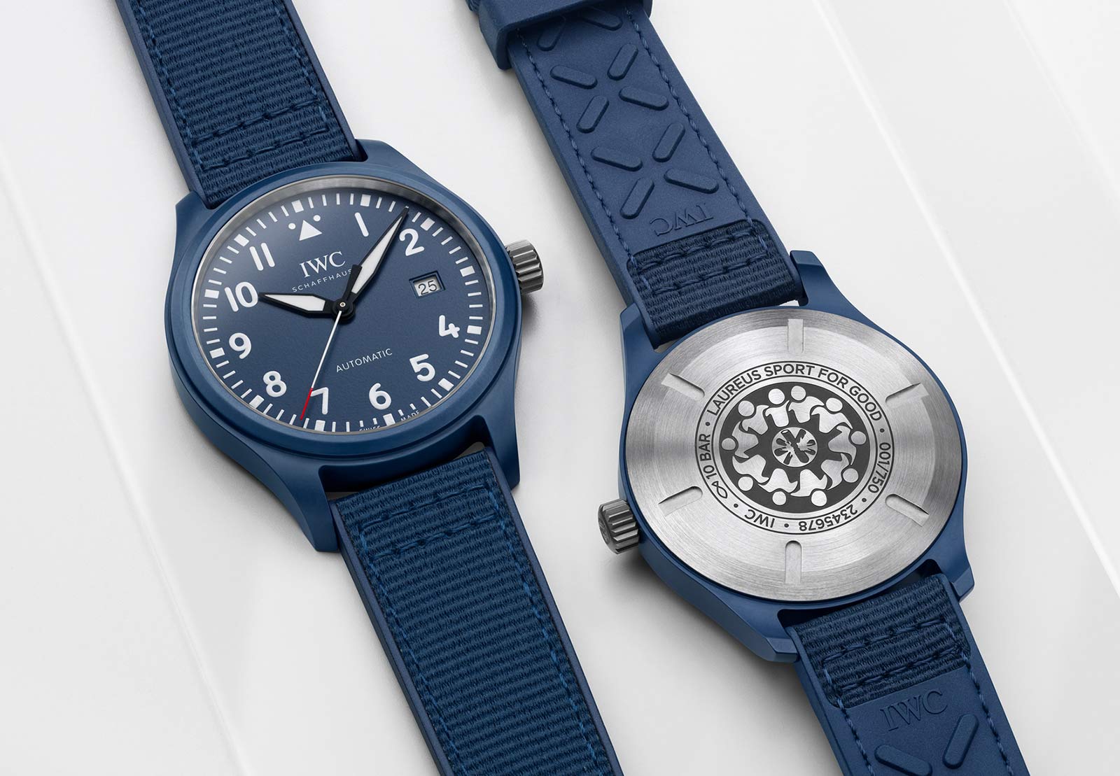 IWC Pilot’s Watch Automatic "Laureus Sport for Good" Edition Blue Dial Blue Nylon Strap Watch for Men - IW328101