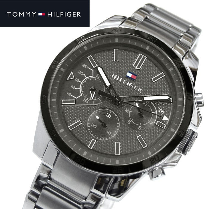 Tommy Hilfiger Iconic Quartz Black Dial Silver Steel Strap Watch for Men - 1791564