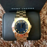 Marc Jacobs Amy Blue Dial Gold Steel Strap Watch for Women - MBM3166