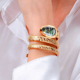 Just Cavalli Taglio Green Dial Gold Steel Strap Watch for Women - JC1L226M0035