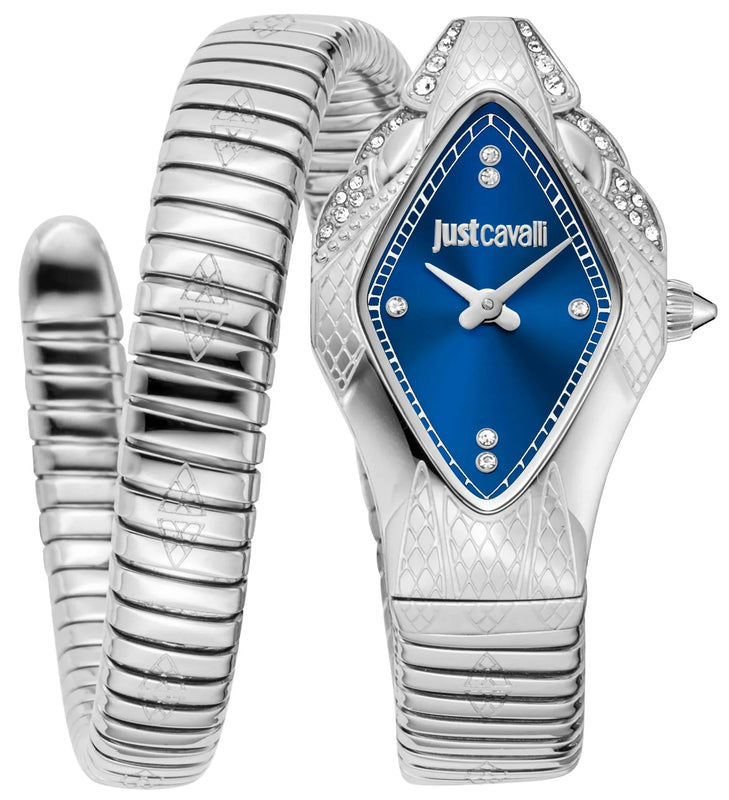 Just Cavalli Ferocious Blue Dial Silver Steel Strap Watch for Women - JC1L306M0015
