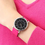 Marc Jacobs Roxy Black Dial Pink Leather Strap Watch for Women - MJ1535