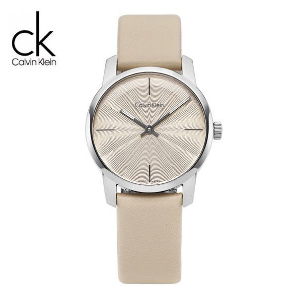Calvin Klein City White Dial White Leather Strap Watch for Women - K2G231XH
