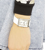 Calvin Klein Window White Dial White Leather Strap Watch for Men - K2M21120