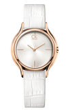 Calvin Klein Skirt White Dial White Leather Strap Watch for Women - K2U236K6