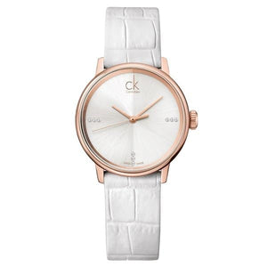 Calvin Klein Accent White Dial White Leather Strap Watch for Men - K2Y2X6KW