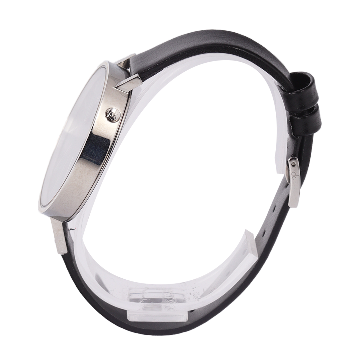 Calvin Klein Equal Black Dial Black Leather Strap Watch for Women - K3E231C1