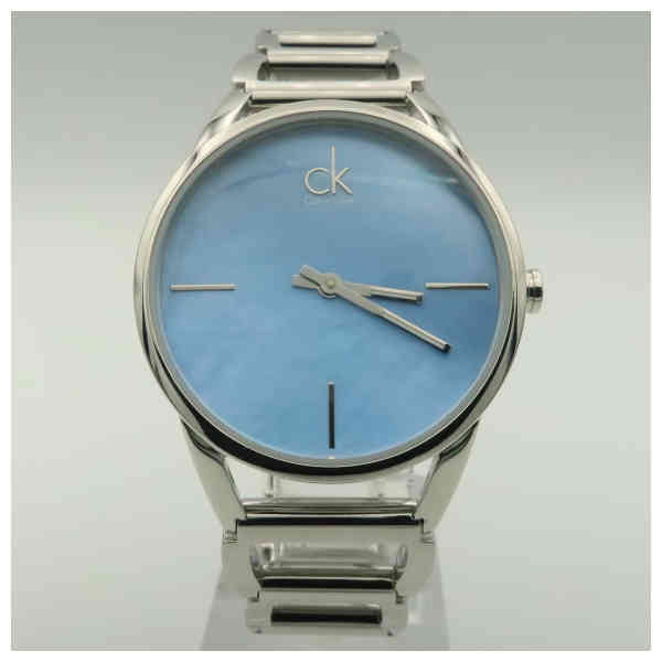 Calvin Klein Stately Blue Mother of Pearl Dial Silver Steel Strap Watch for Women - K3G2312N