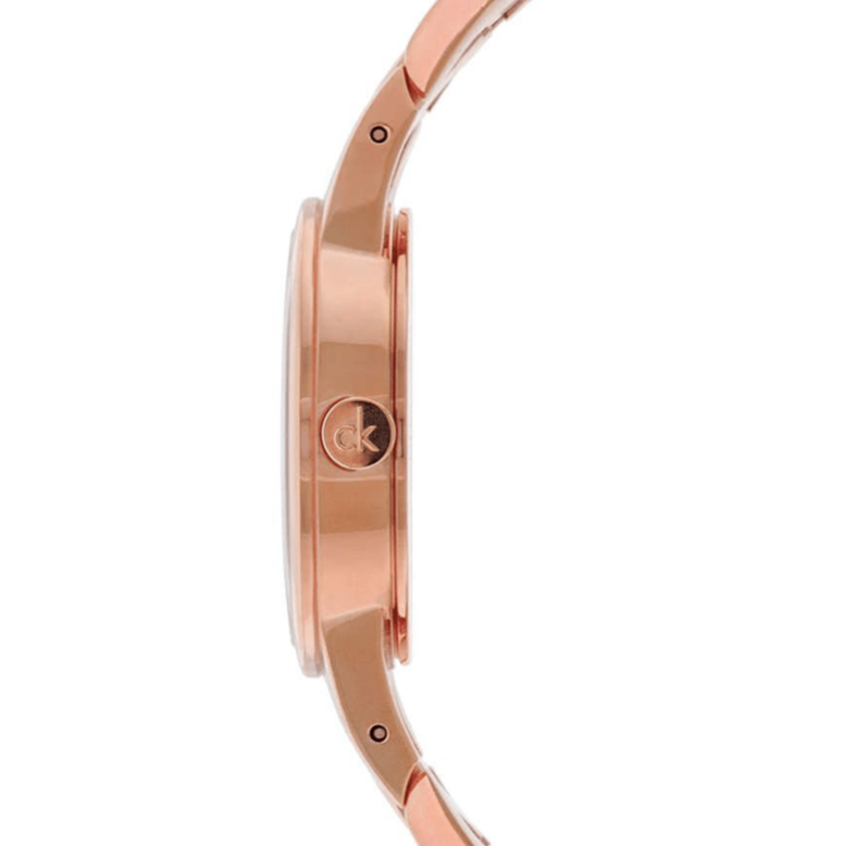 Calvin Klein Snake Silver Dial Rose Gold Steel Strap Watch For Women - K6E23646