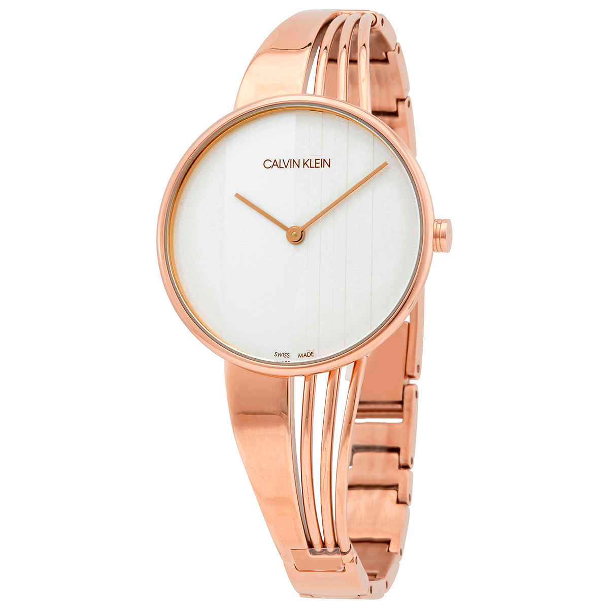 Calvin Klein Drift White Dial Rose Gold Steel Strap Watch for Women - K6S2N616