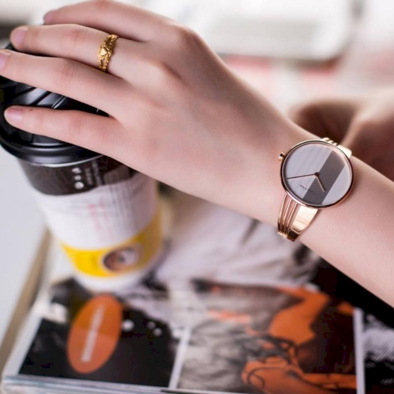 Calvin Klein Drift White Dial Rose Gold Steel Strap Watch for Women - K6S2N616