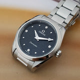 Omega Seamaster Aqua Terra Quartz Diamond Black Dial Silver Steel Strap Watch for Women - 220.10.28.60.51.001