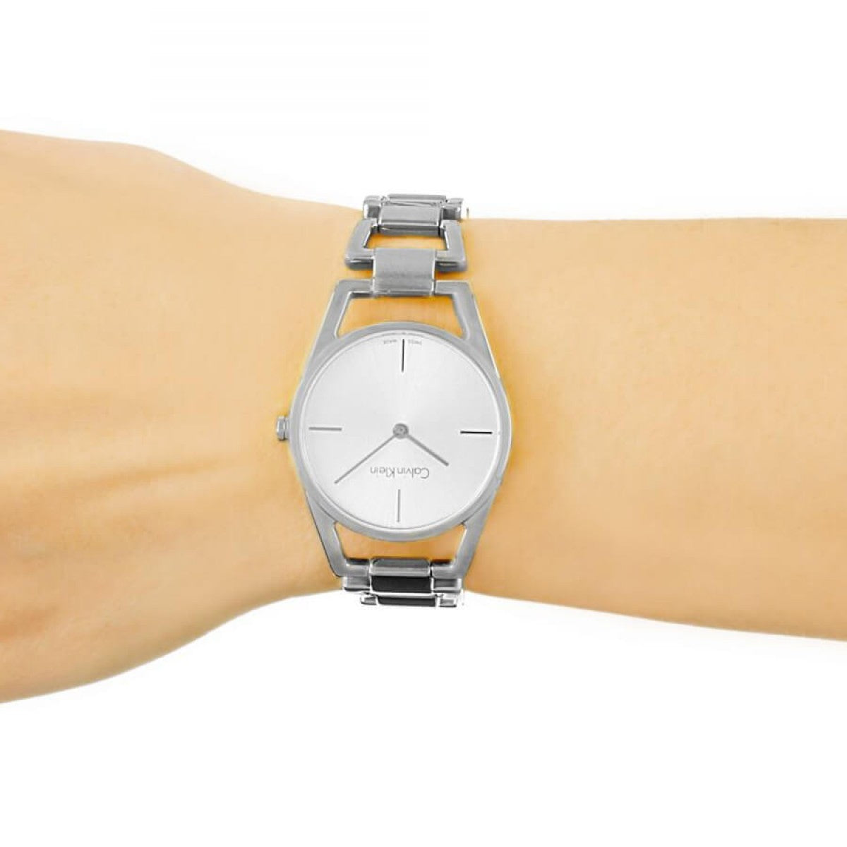 Calvin Klein Dainty Silver Dial Silver Steel Strap Watch for Women - K7L23146