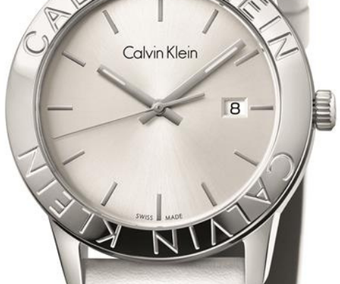 Calvin Klein Steady Silver Dial White Leather Strap Watch for Women - K7Q211L6