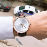 Calvin Klein High Noon Silver Dial Brown Leather Strap Watch for Men - K8M216G6