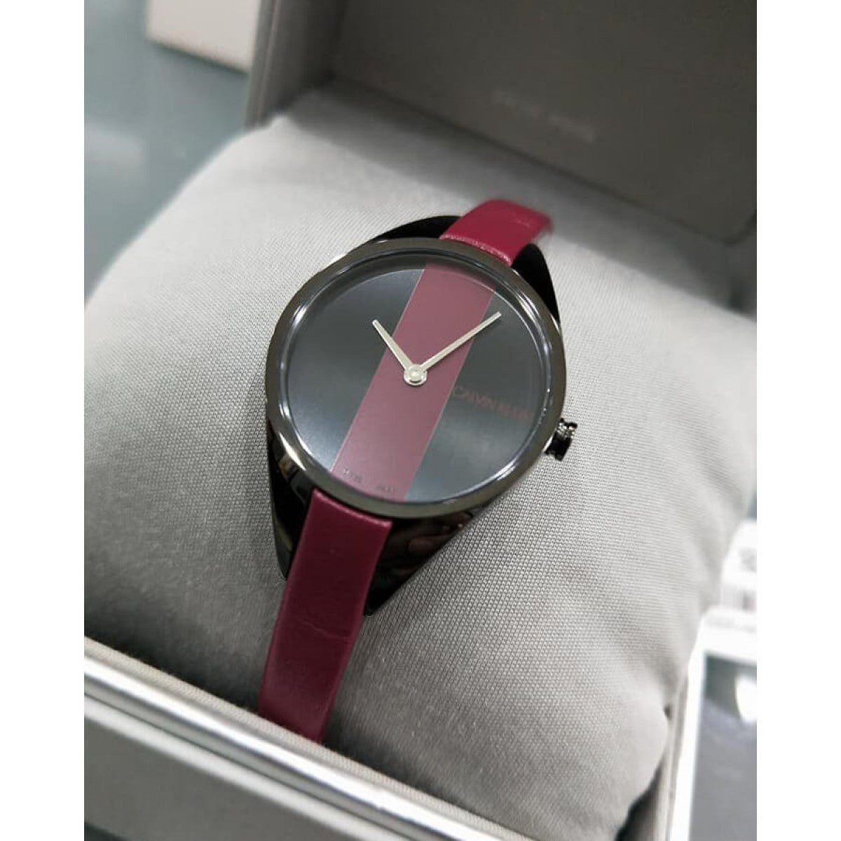 Calvin Klein Rebel Red Black Dial Red Leather Strap Watch for Women - K8P237U1