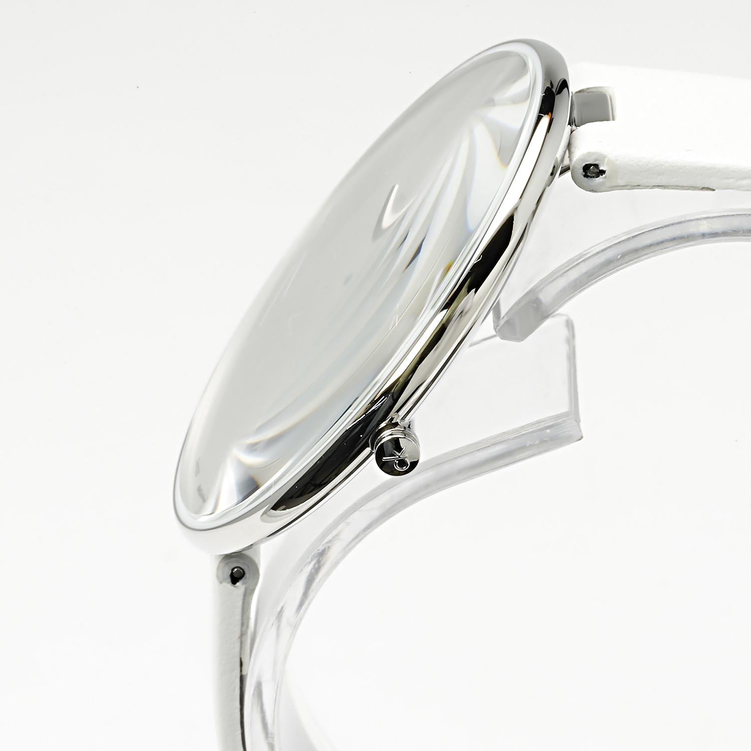 Calvin Klein Full Moon White Dial White Leather Strap Watch for Women - K8Y231L6