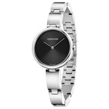 Calvin Klein Wavy Black Dial Silver Steel Strap Watch for Women - K9U23141