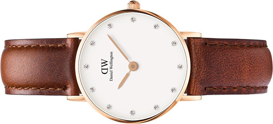 Daniel Wellington Classy St Mawes White Dial Brown Leather Strap Watch For Women - DW00100059