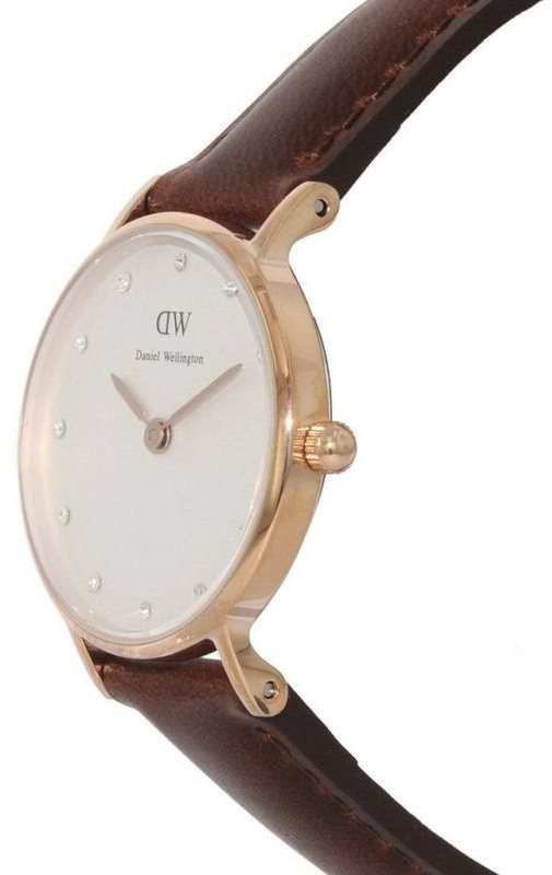 Daniel Wellington Classy St Mawes White Dial Brown Leather Strap Watch For Women - DW00100059