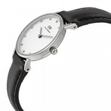 Daniel Wellington Classy Sheffield White Dial Black Leather Strap Watch For Women - DW00100068