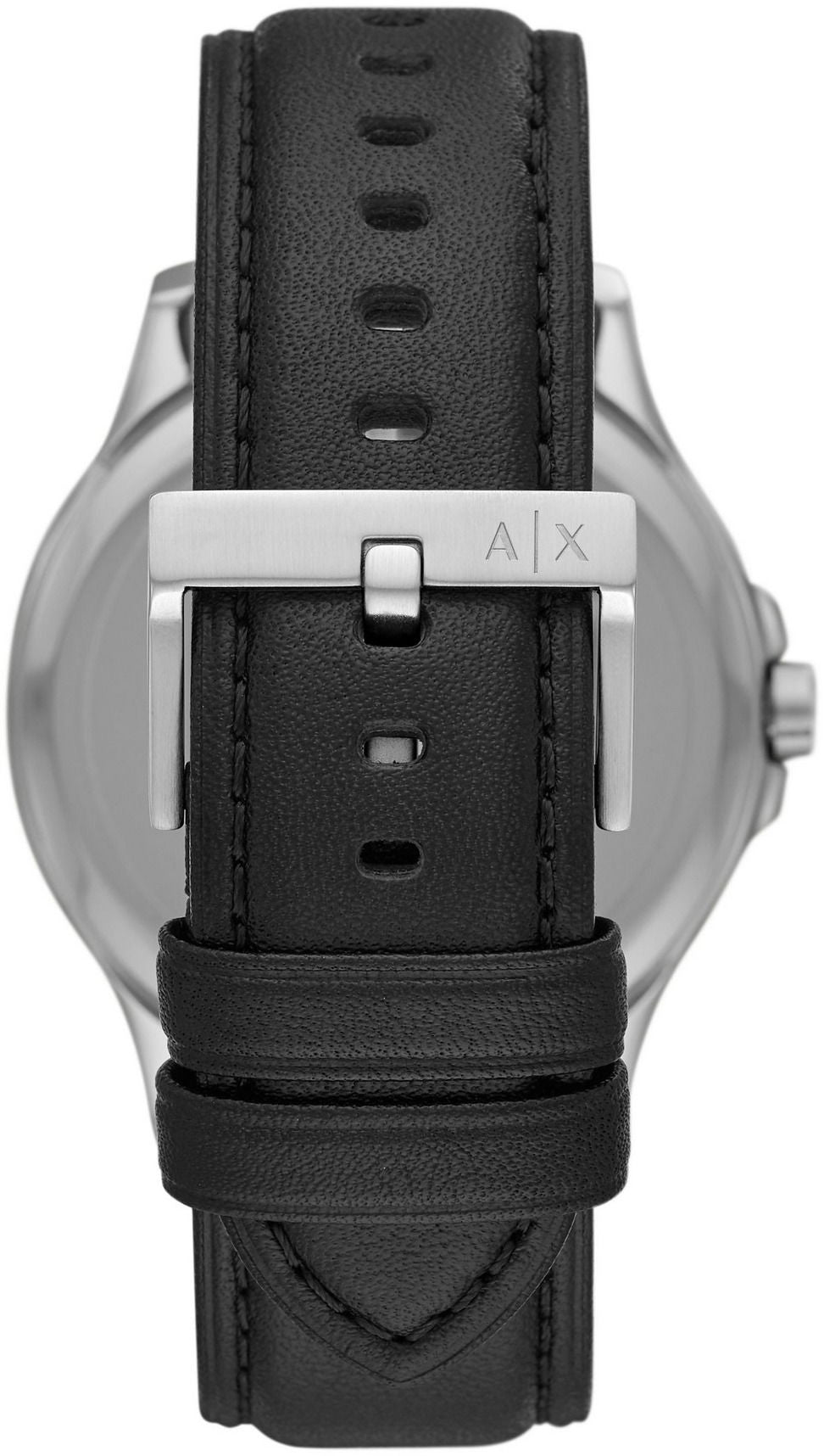 Armani Exchange Hampton Chronograph Black Dial Black Leather Strap Watch For Men - AX2101