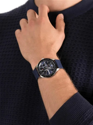 Tommy Hilfiger Austin Quartz Blue Dial Blue Rubber Strap Watch for Men - 1791635
