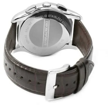 Emporio Armani Valente Chronograph Brown Dial Brown Leather Strap Watch For Men - AR1785