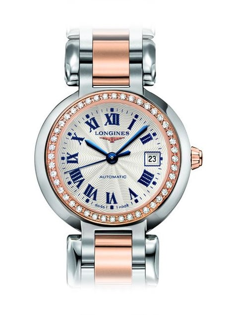 Longines PrimaLuna Automatic Diamond 26.5mm Silver Dial Two Tone Steel Strap Watch for Women - L8.111.5.79.6