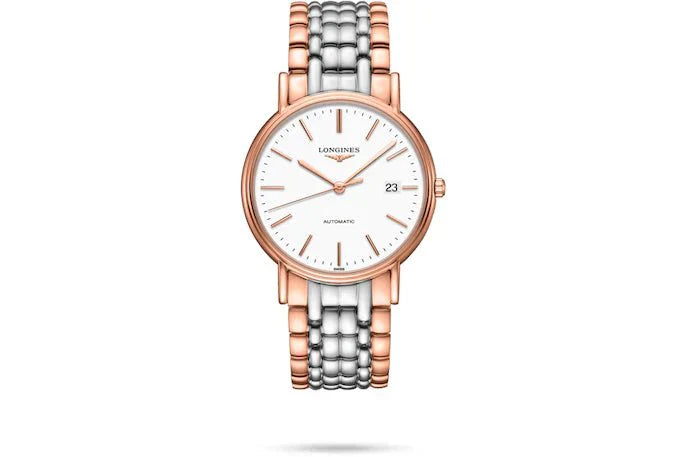 Longines Presence 38.5mm Automatic White Dial Two Tone Steel Strap Watch for Men - L4.921.1.12.7