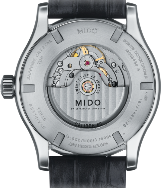 Mido Multifort Automatic Silver Dial Black Leather Strap Watch For Men - M005.430.16.031.80