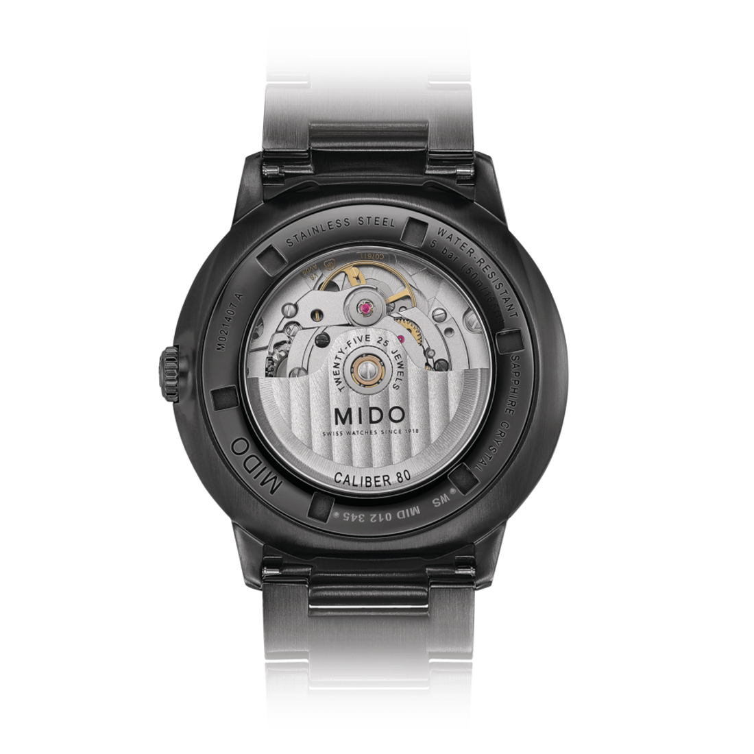 Mido Commander II Automatic Gradient Black Dial Black Steel Strap Watch For Men - M021.407.33.411.00