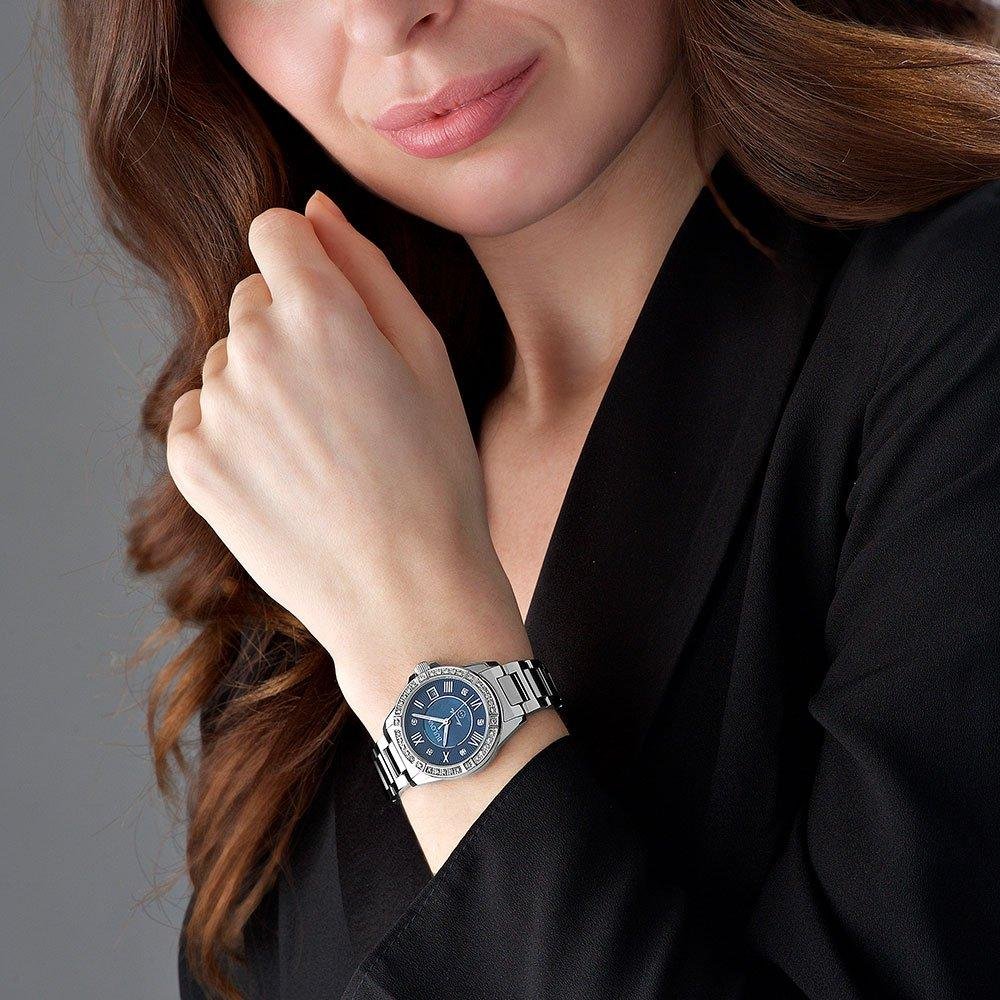 Bulova Marine Star Blue Dial Silver Steel Strap Watch for Women - 96R215