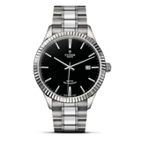 Tudor Style Automatic Black Dial Silver Steel Strap Watch for Men - M12710-0003